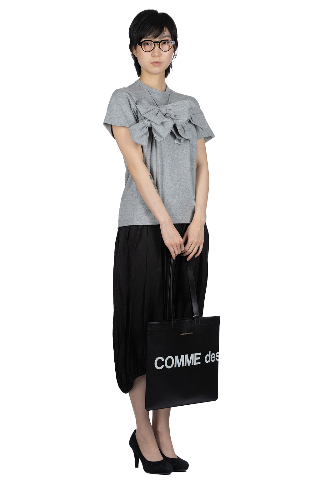 Comme Des Garcons TAO - Cotton Jersey Ribbons Tee - Top Gray