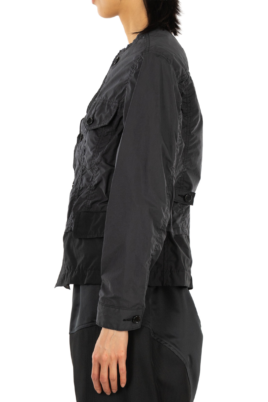 Comme Des Garcons TAO - Nylon Taffeta x Cotton Typewriter Jacket - Black x Beige