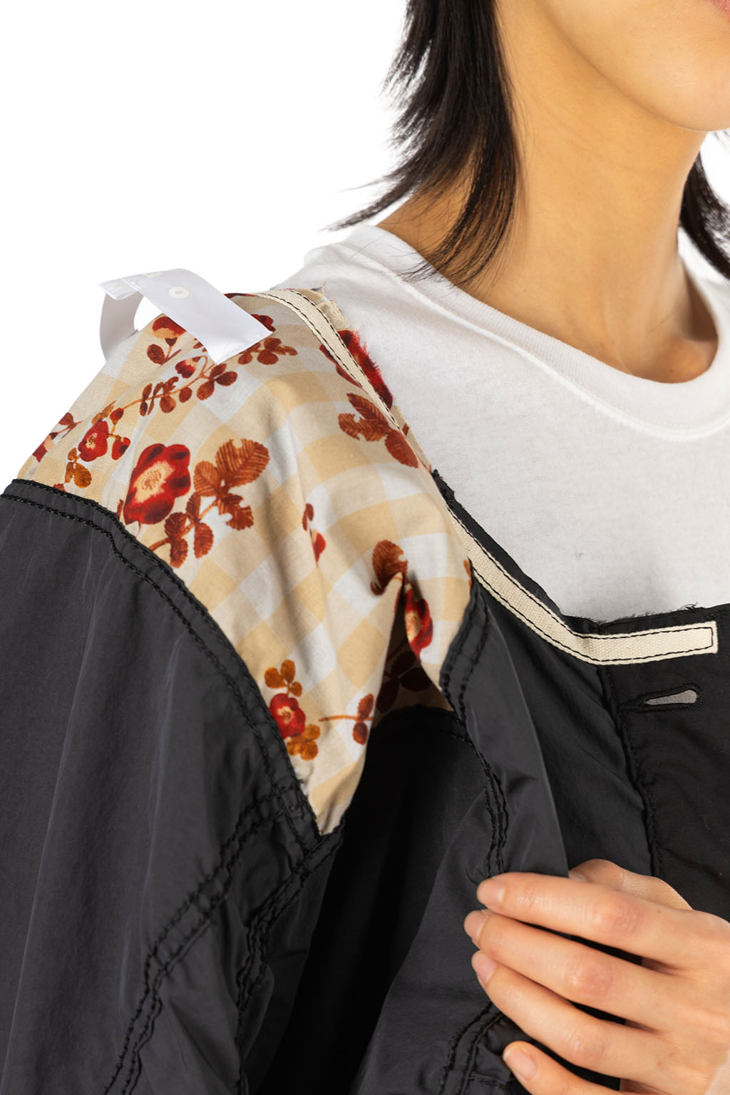 Comme Des Garcons TAO - Nylon Taffeta x Cotton Typewriter Jacket - Black x Beige