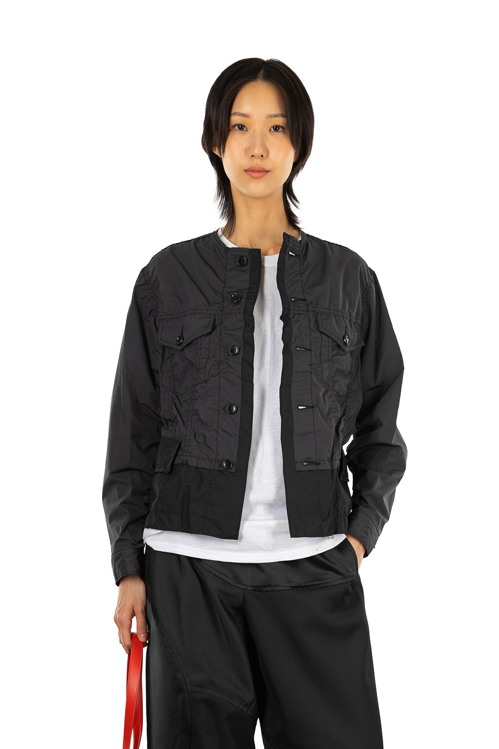 Comme Des Garcons TAO - Nylon Taffeta x Cotton Typewriter Jacket - Black x Beige