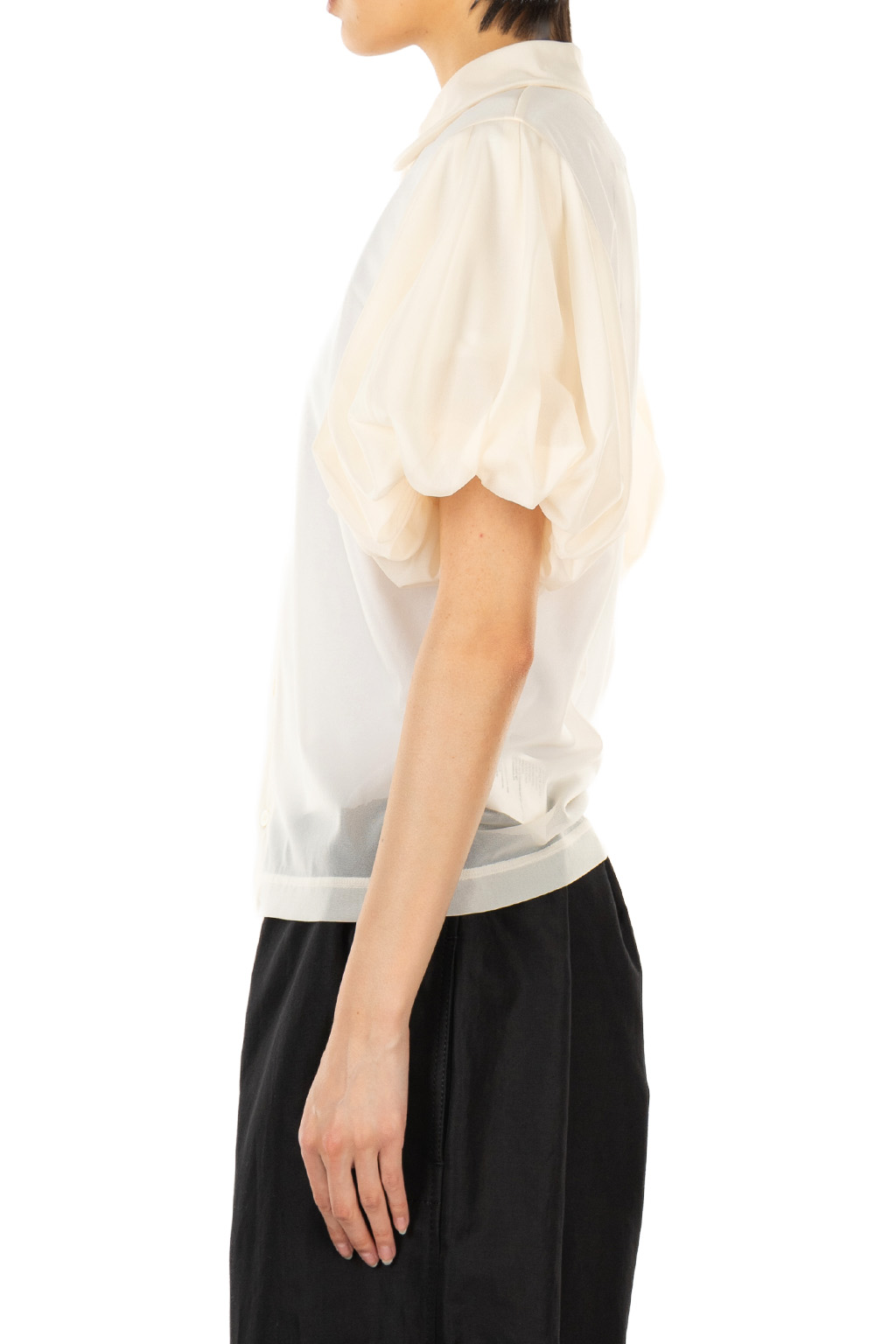 Comme Des Garcons TAO - Puffed Sleeve Polyester Blouse - Ecru