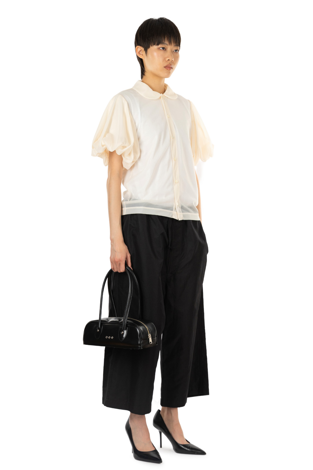 Comme Des Garcons TAO - Puffed Sleeve Polyester Blouse - Ecru