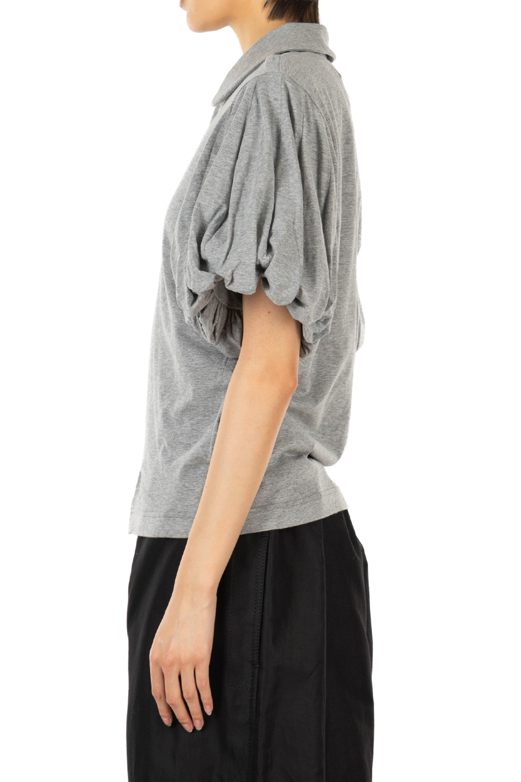 Comme Des Garcons TAO - Round Collar Puffed Sleeve Cotton Blouse - Top Gray