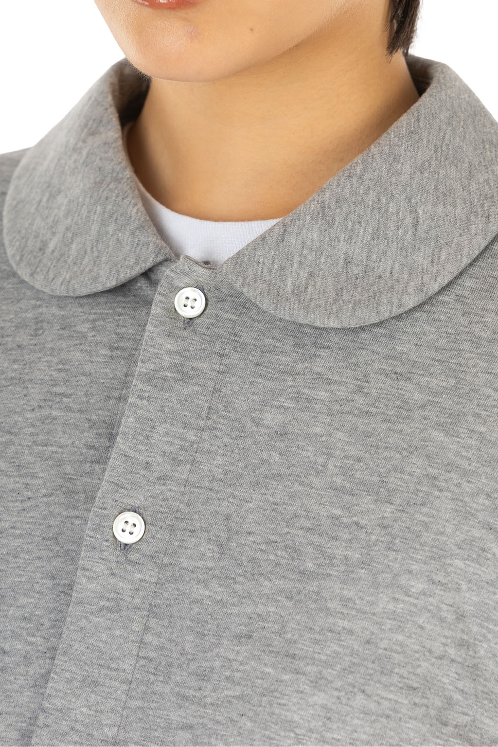 Comme Des Garcons TAO - Round Collar Puffed Sleeve Cotton Blouse - Top Gray