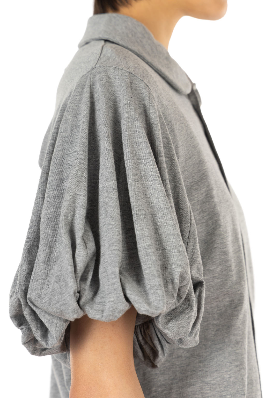 Comme Des Garcons TAO - Round Collar Puffed Sleeve Cotton Blouse - Top Gray