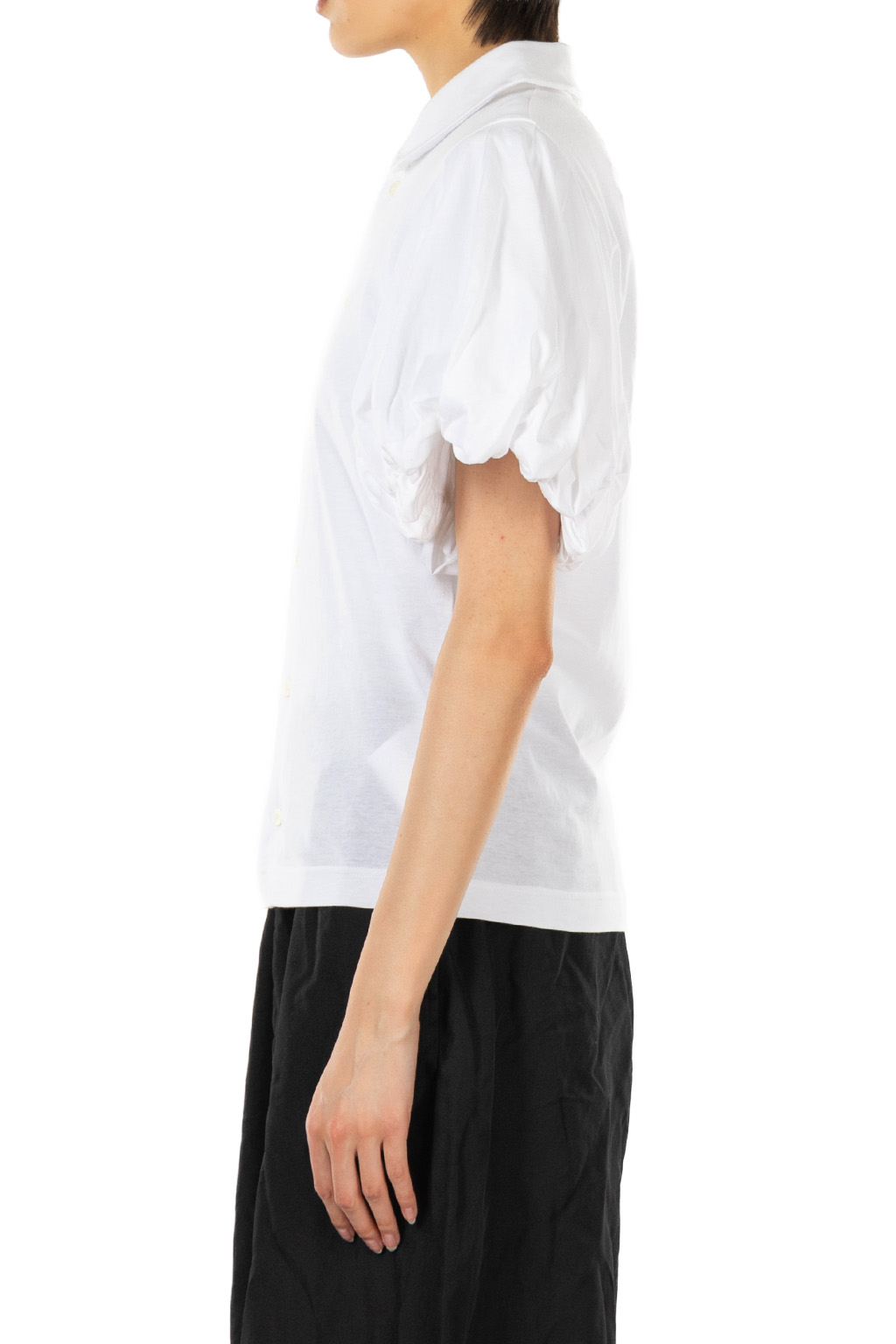 Comme Des Garcons TAO - Round Collar Puffed Sleeve Cotton Blouse - White