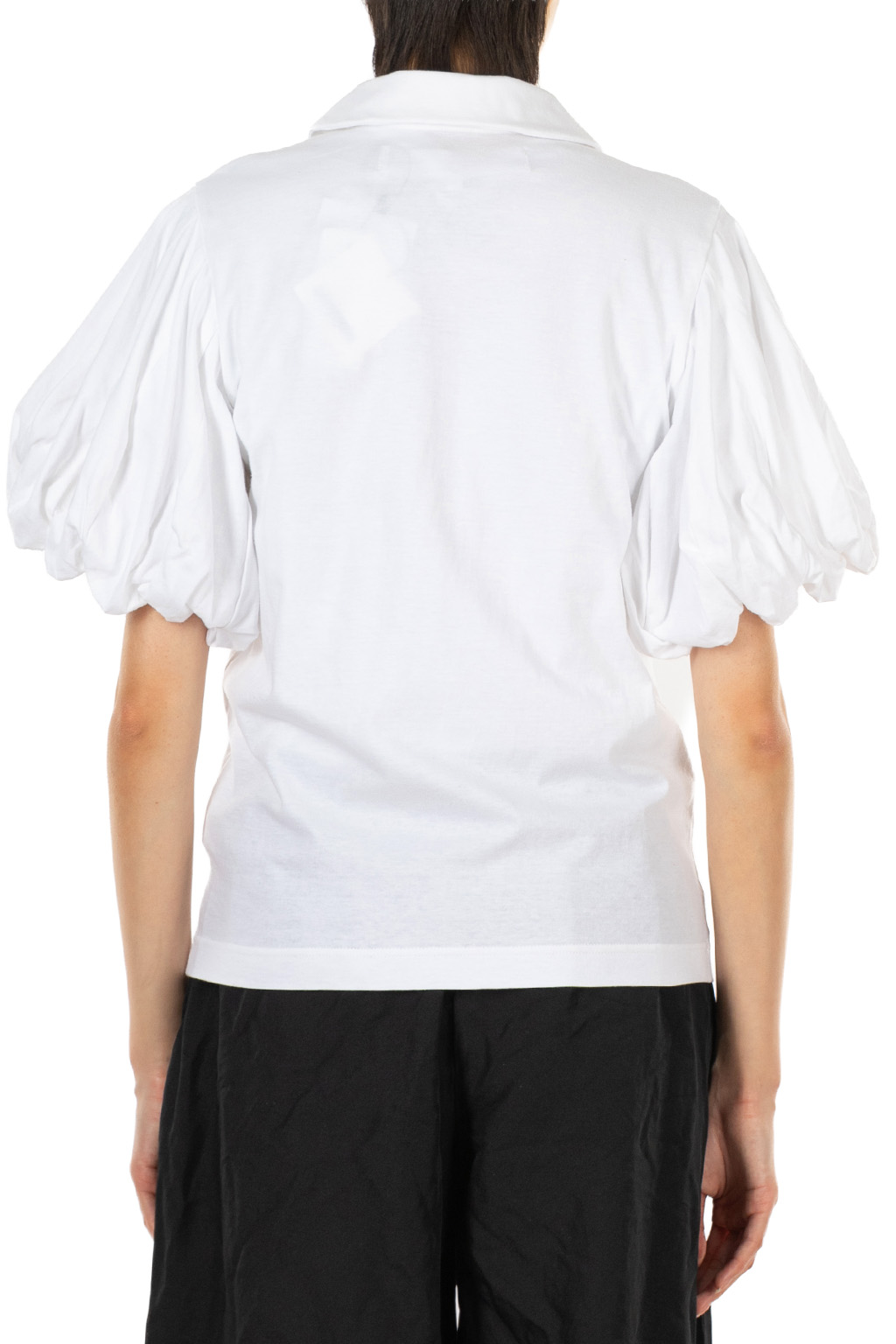 Comme Des Garcons TAO - Round Collar Puffed Sleeve Cotton Blouse - White