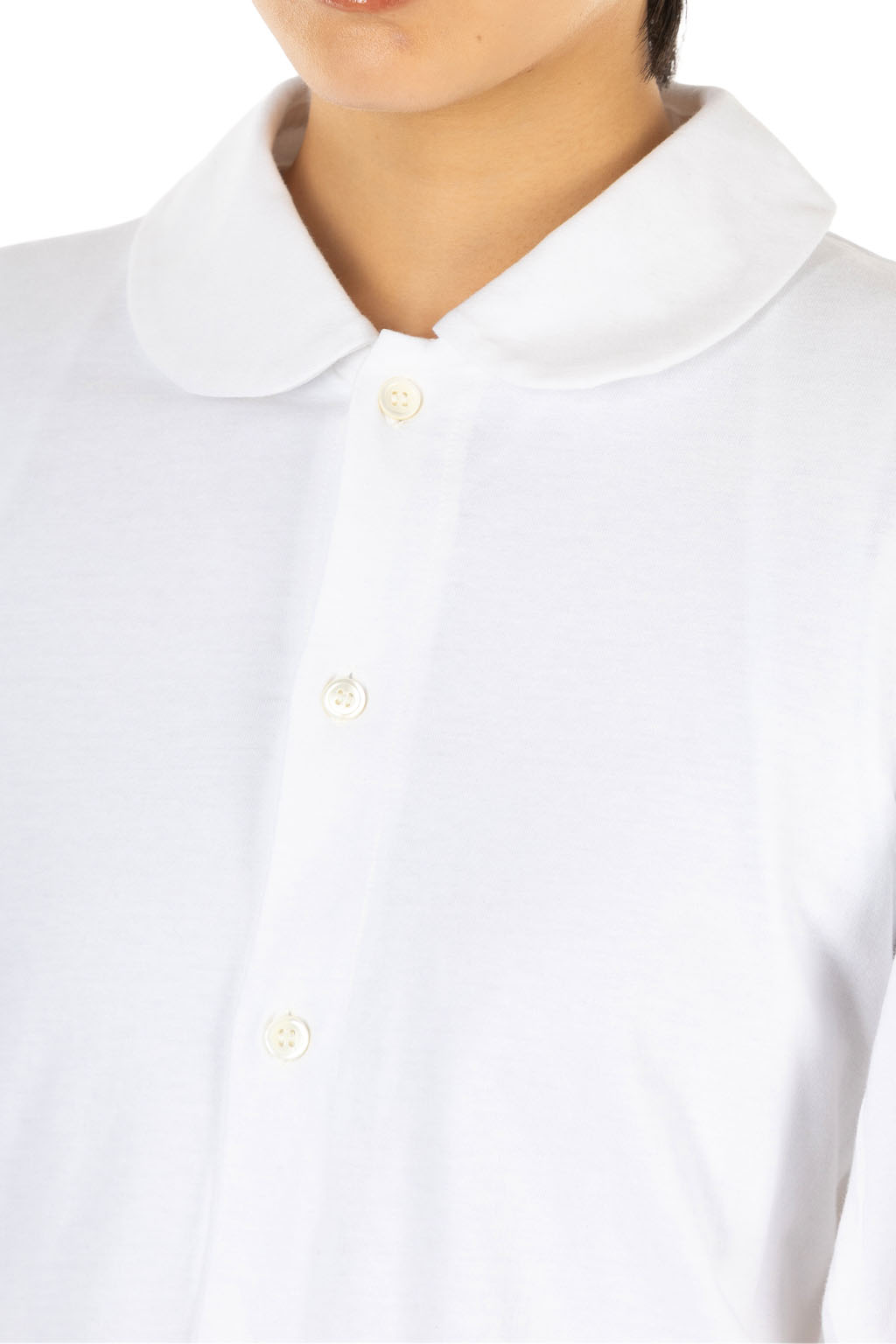 Comme Des Garcons TAO - Round Collar Puffed Sleeve Cotton Blouse - White