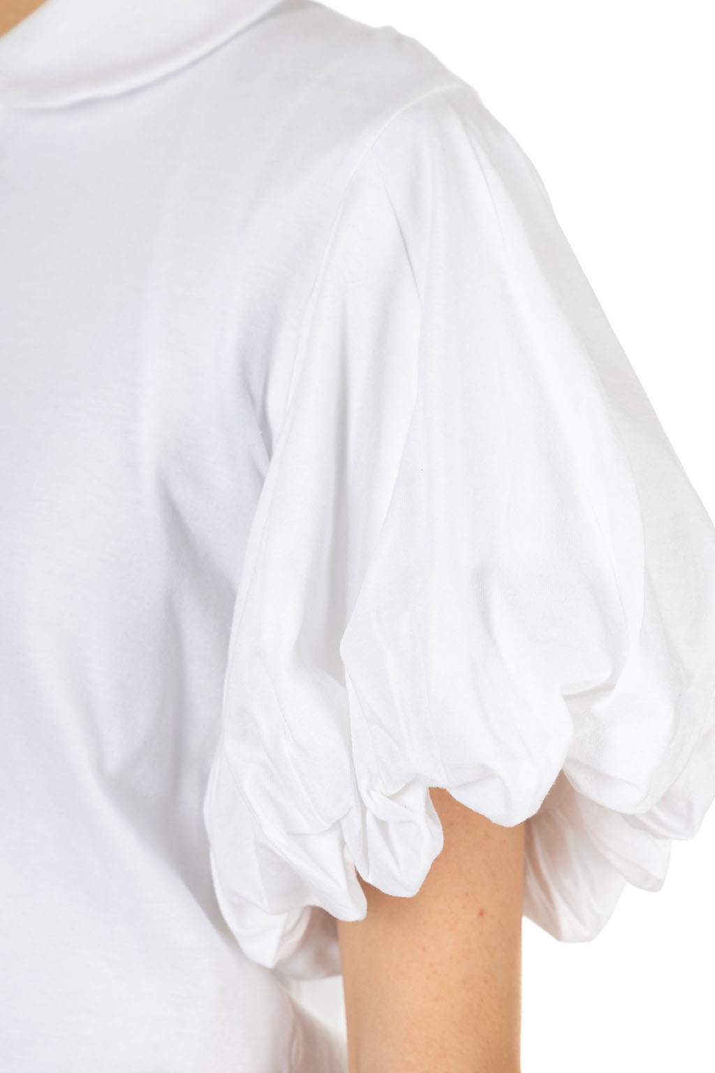 Comme Des Garcons TAO - Round Collar Puffed Sleeve Cotton Blouse - White