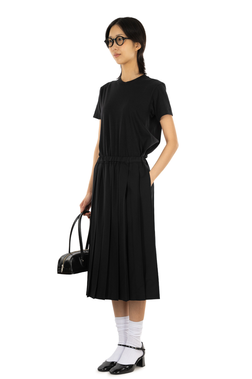Comme Des Garcons TAO - Wool Gabardine Garment Dyed Pleated Skirt - Black