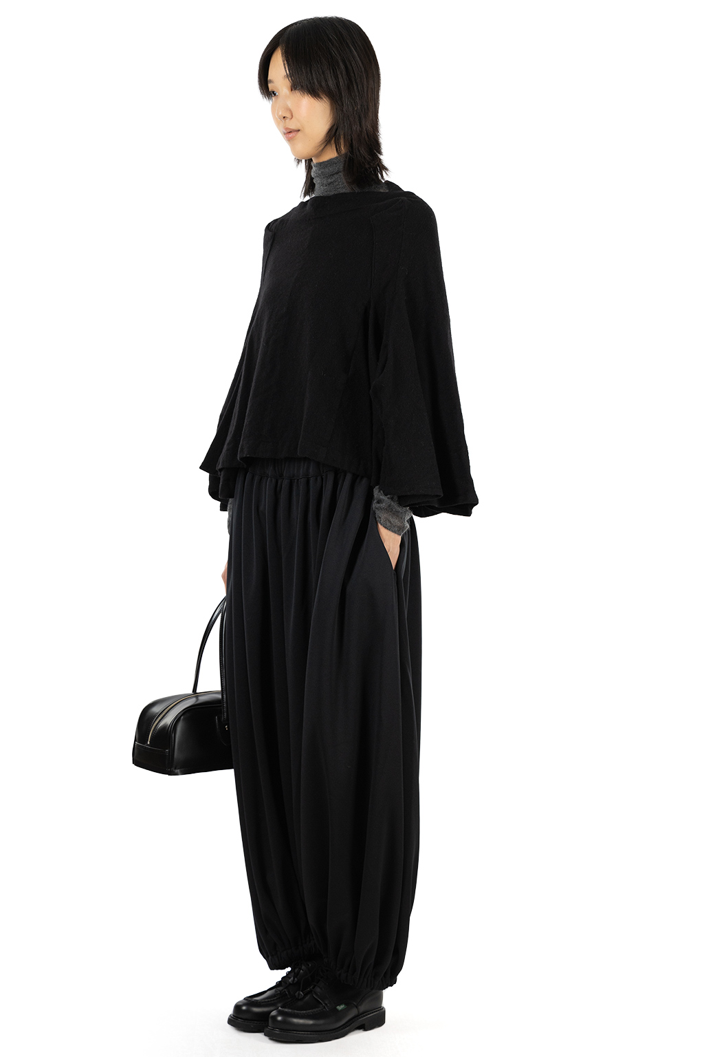 Comme Des Garcons TAO - Yarn Dyed Wool Twill Garment Milled Pullover - Black