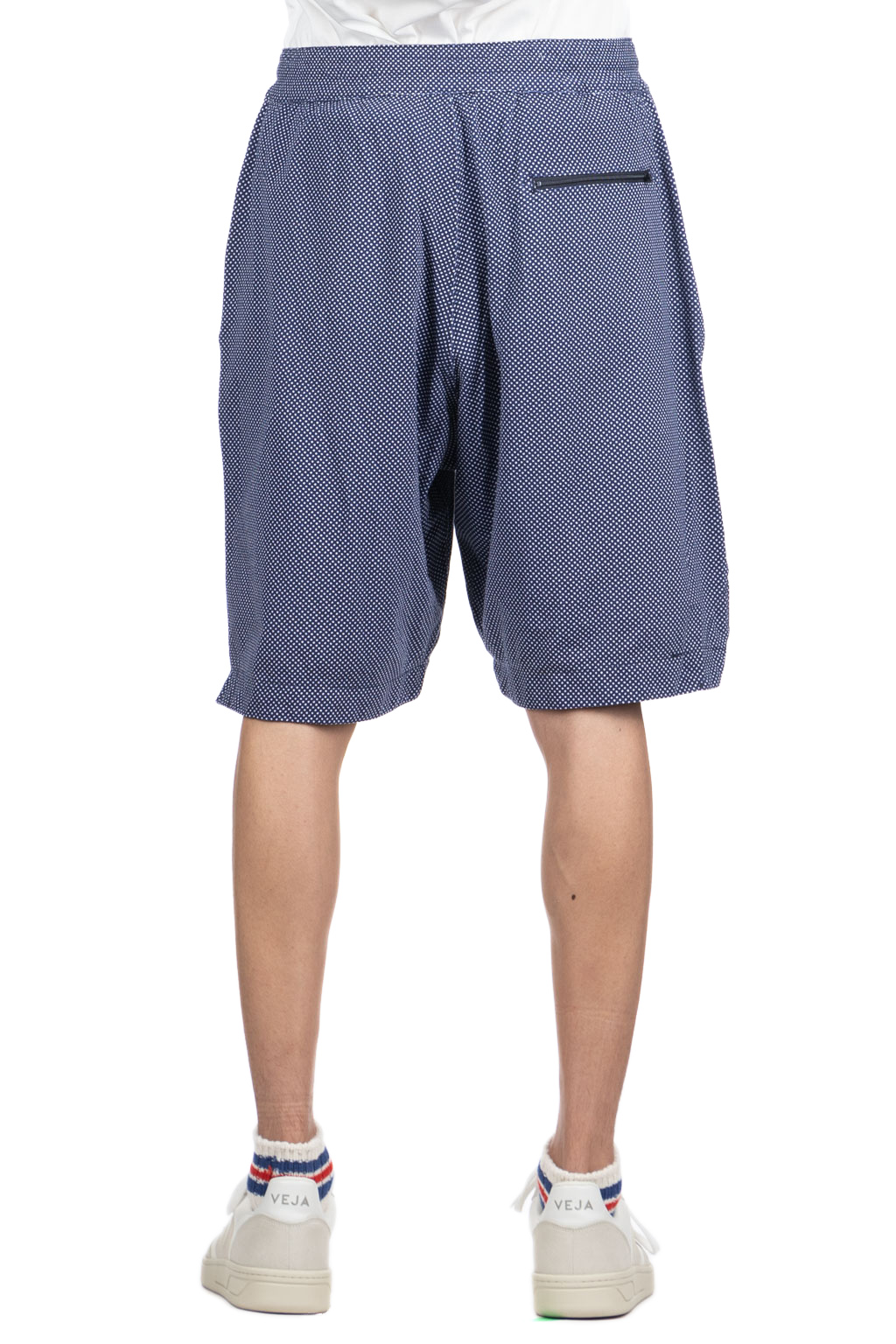 Engineered Garments - BB Shorts- Navy Cotton Polka Dot Pique