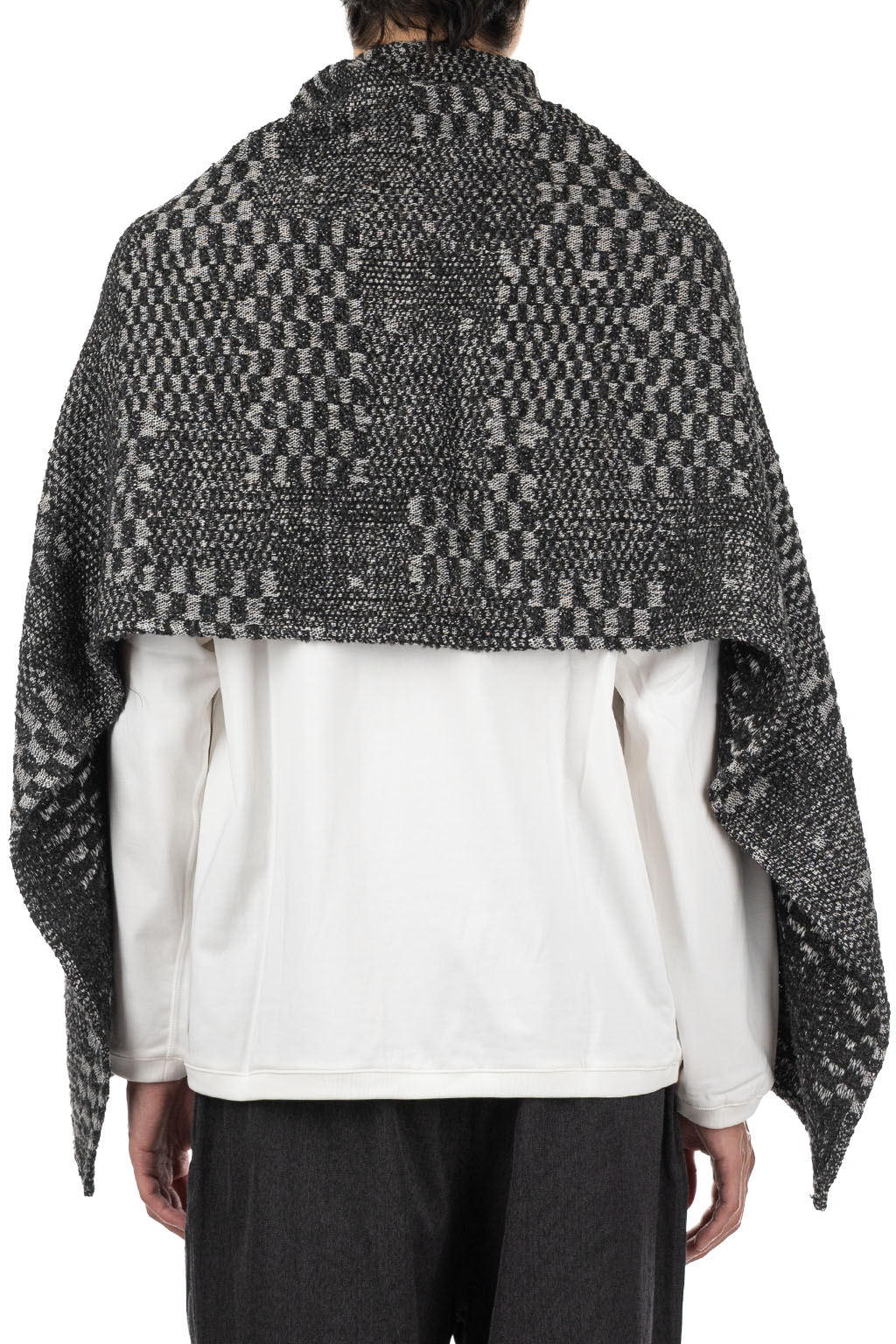 Engineered Garments - Button Shawl - Black/White Pattern Block Jacquard 