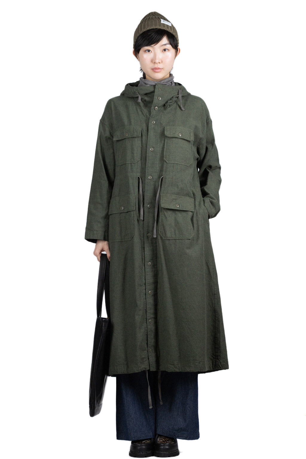 Engineered Garments Cagoule Dress Jacket - Olive Solid Cotton Flannel