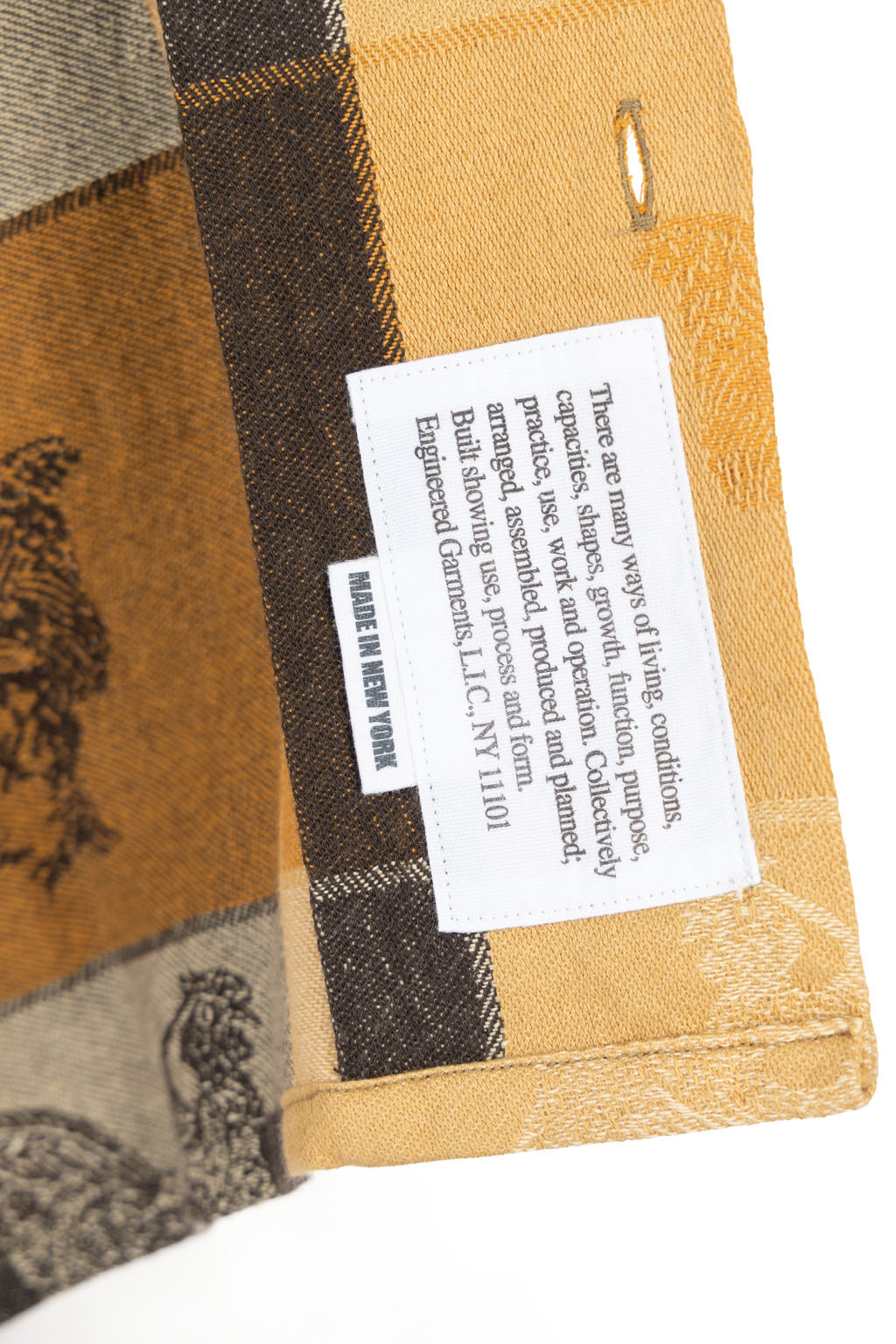 Engineered Garments - Classic Shirt - Khaki Cotton Bird Block Jacquard