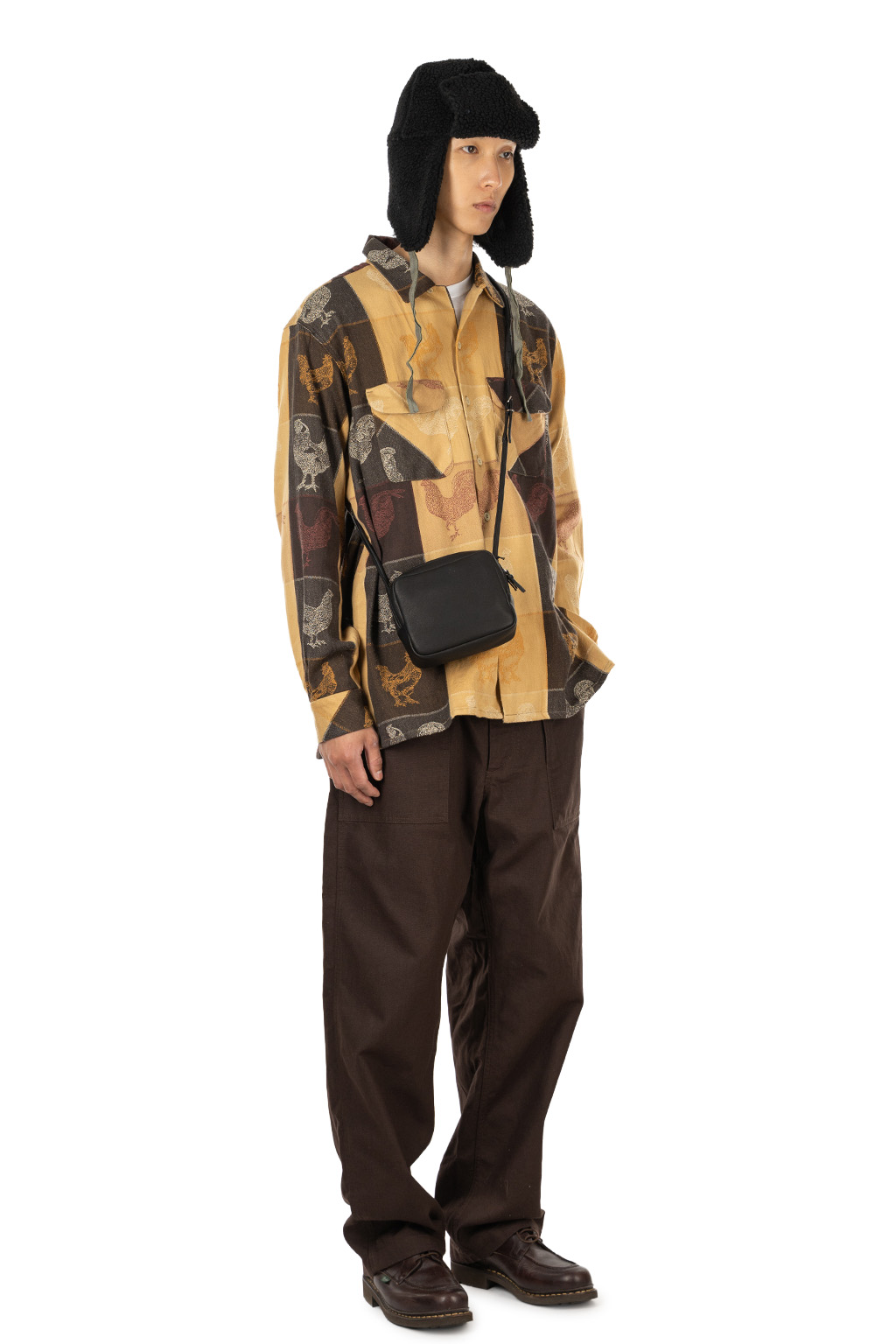Engineered Garments - Classic Shirt - Khaki Cotton Bird Block Jacquard