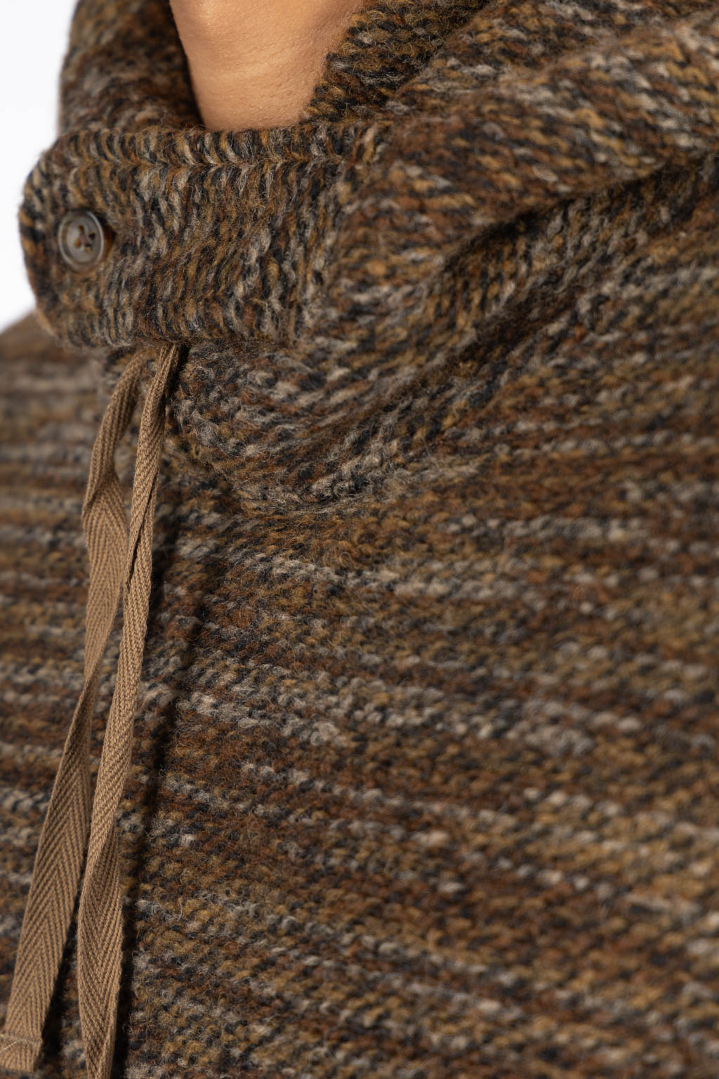 Engineered Garments, Long Sleeve Hoody - Brown Poly Wool Melange Knit, Men