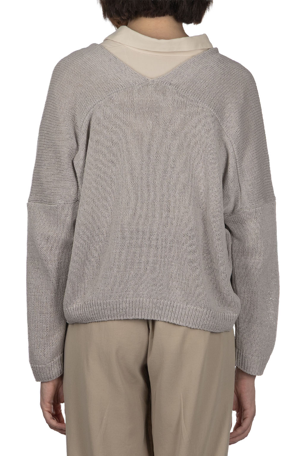 Evam Eva - Dry Silk Cardigan - Coral Grey