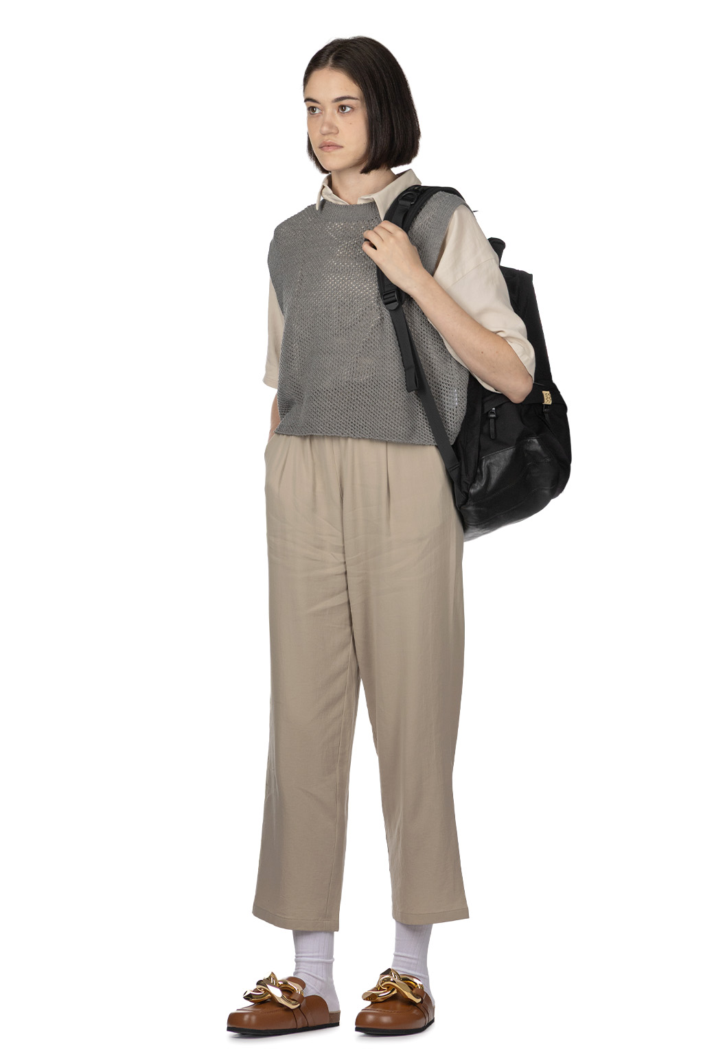 Evam Eva - Linen Cotton Short Vest - Grey