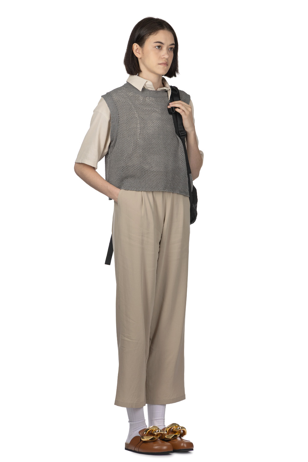 Evam Eva - Linen Cotton Short Vest - Grey
