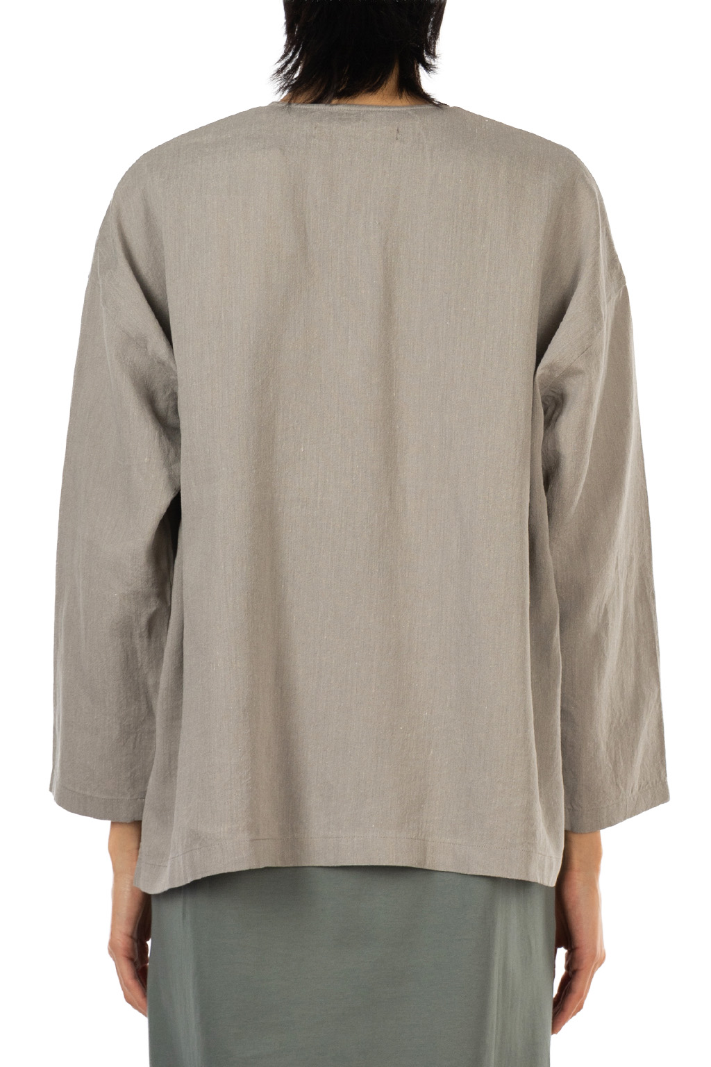 Evam Eva - Linen No Collar Shirt - Grege