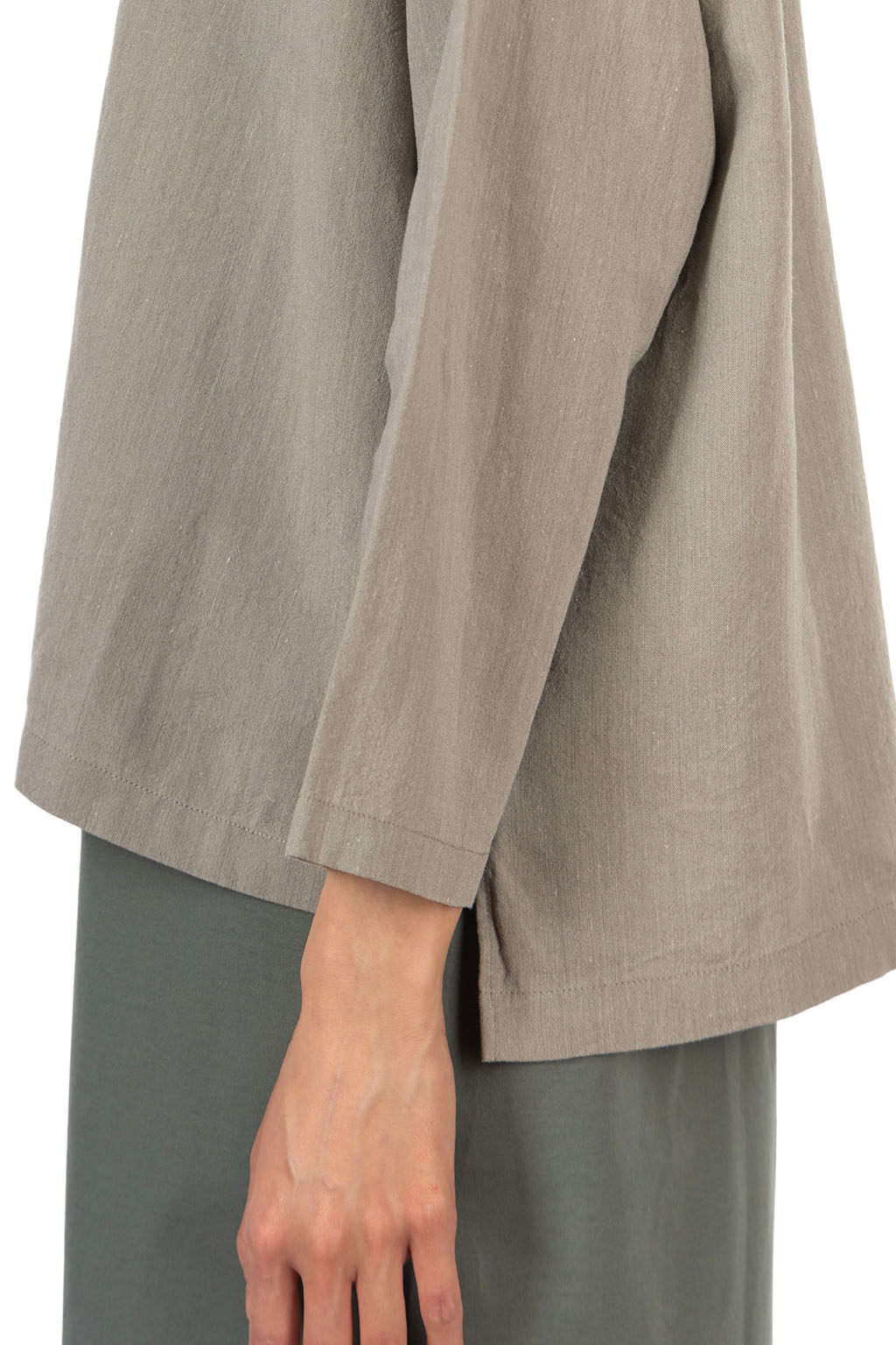 Evam Eva - Linen No Collar Shirt - Grege