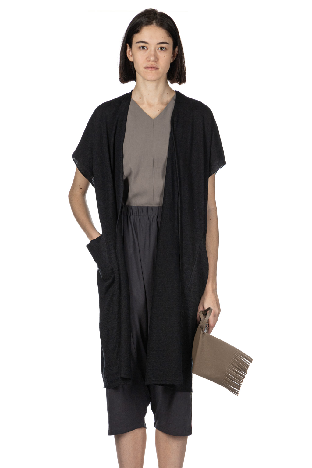 Evam Eva - Linen Robe Vest - Black