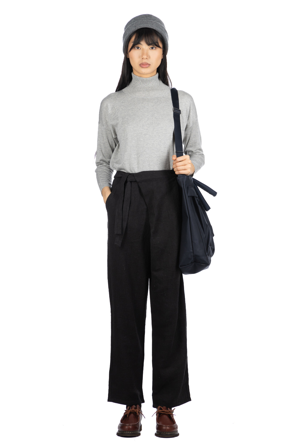 Evam Eva, Linen Wool Wrap Pants - Black, Women