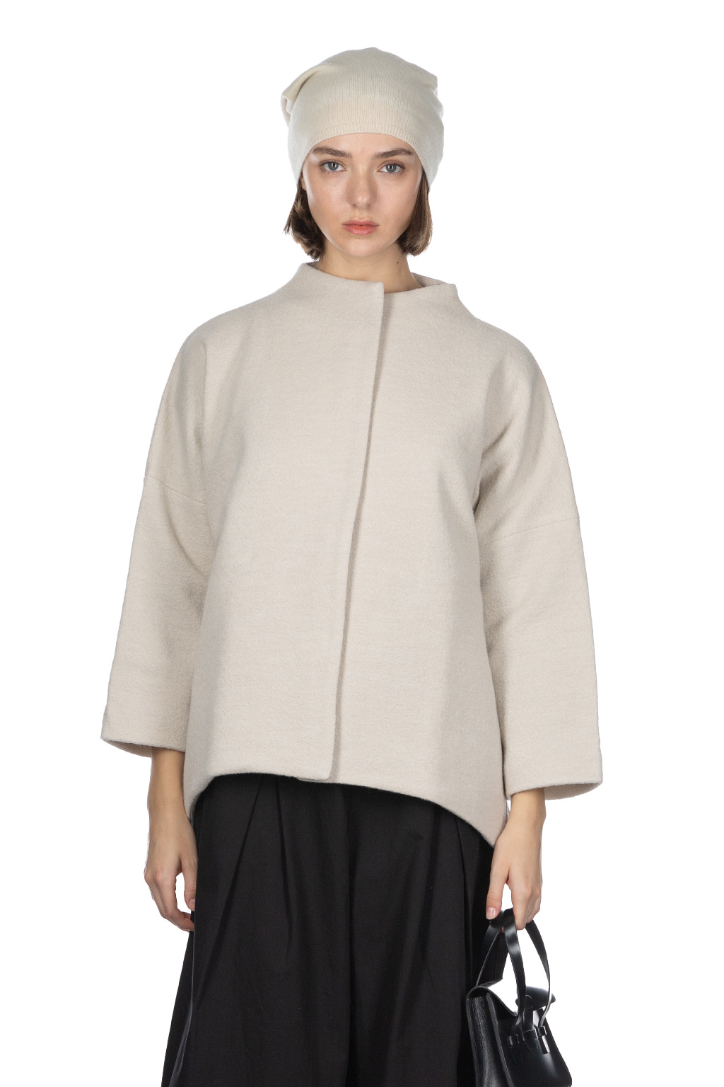 Evam Eva | Press Wool Short Coat-Ivory | Women | Blue Button Shop