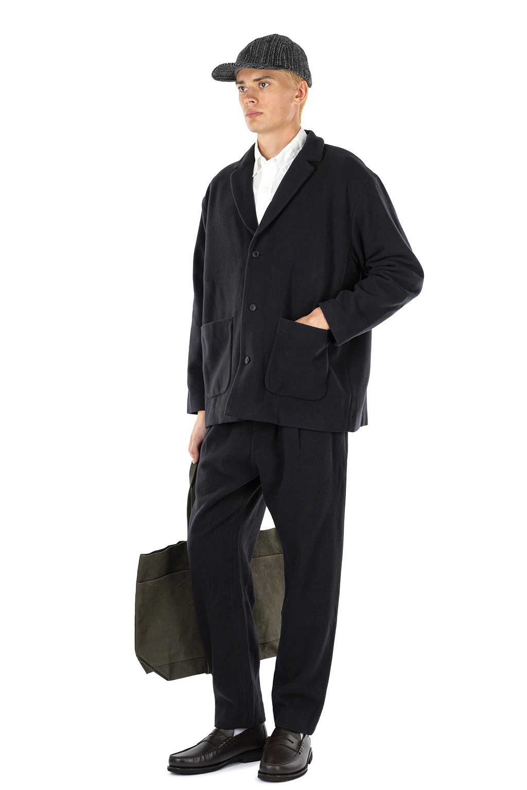 Evam Eva - Unisex Wool Tuck Pants - Sumi
