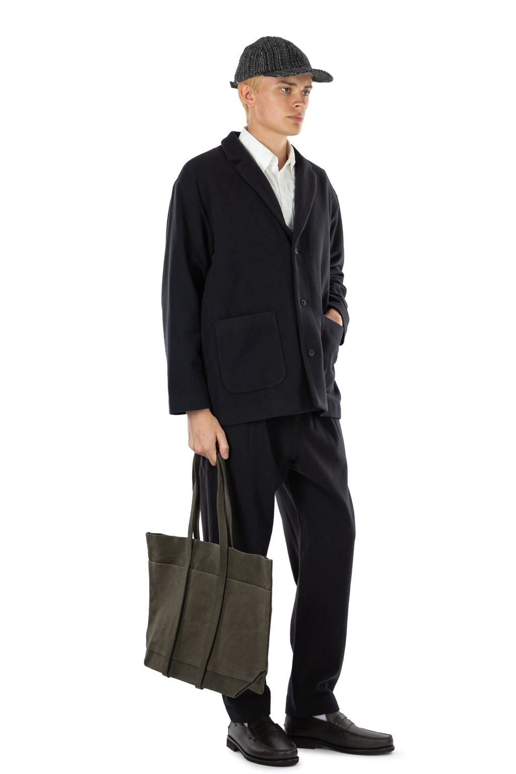 Evam Eva - Unisex Wool Tuck Pants - Sumi
