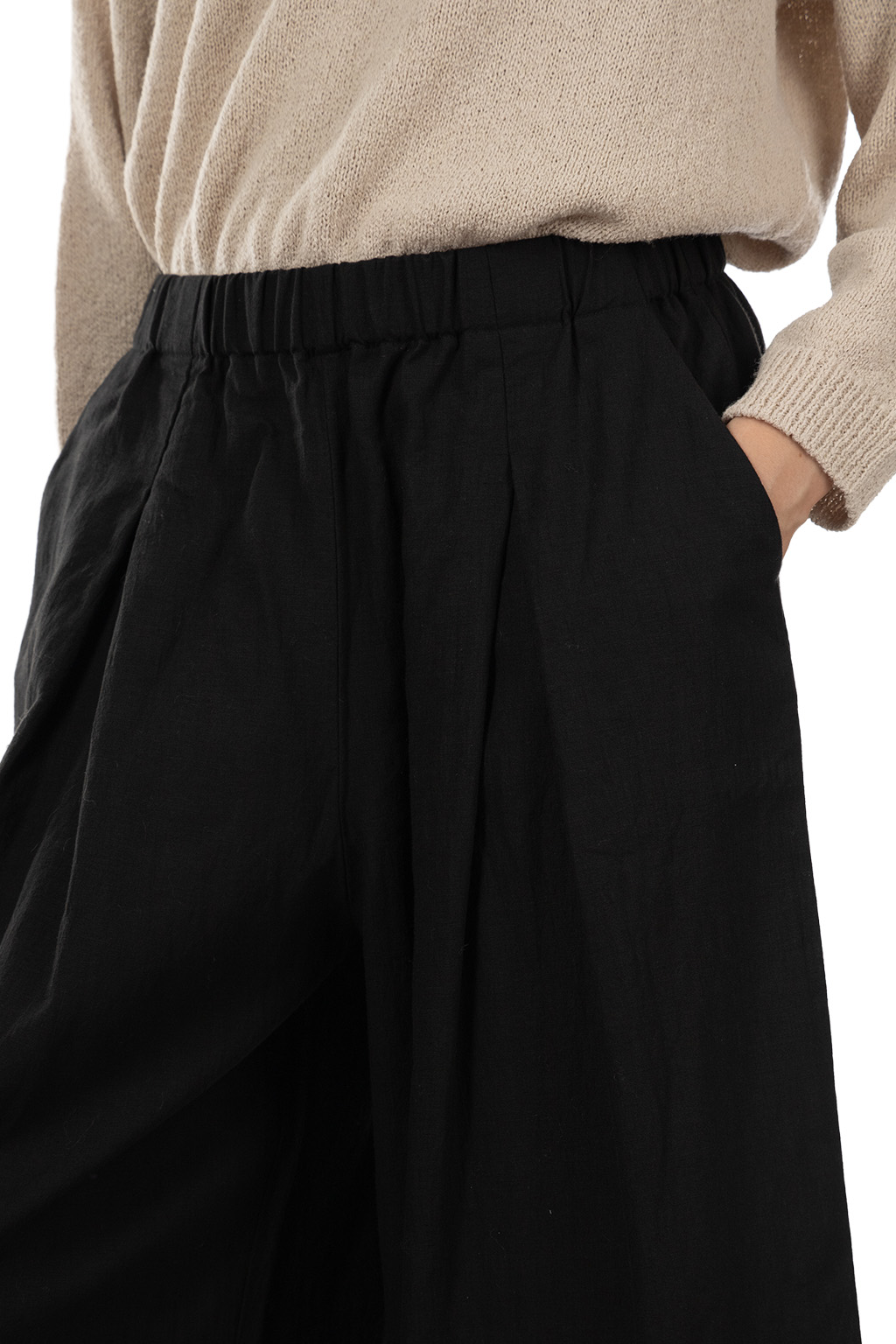 Evam Eva - Water Linen Culotte Pants - Black