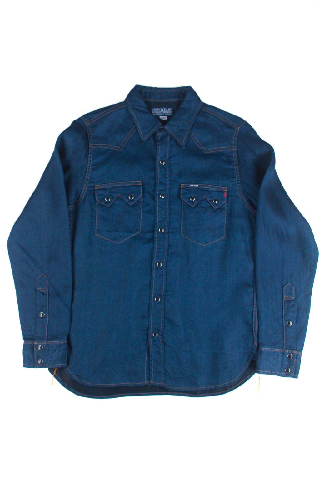 Iron Heart IronHeart65ozLinenDenimSawtoothWesternShirtLightIndigo