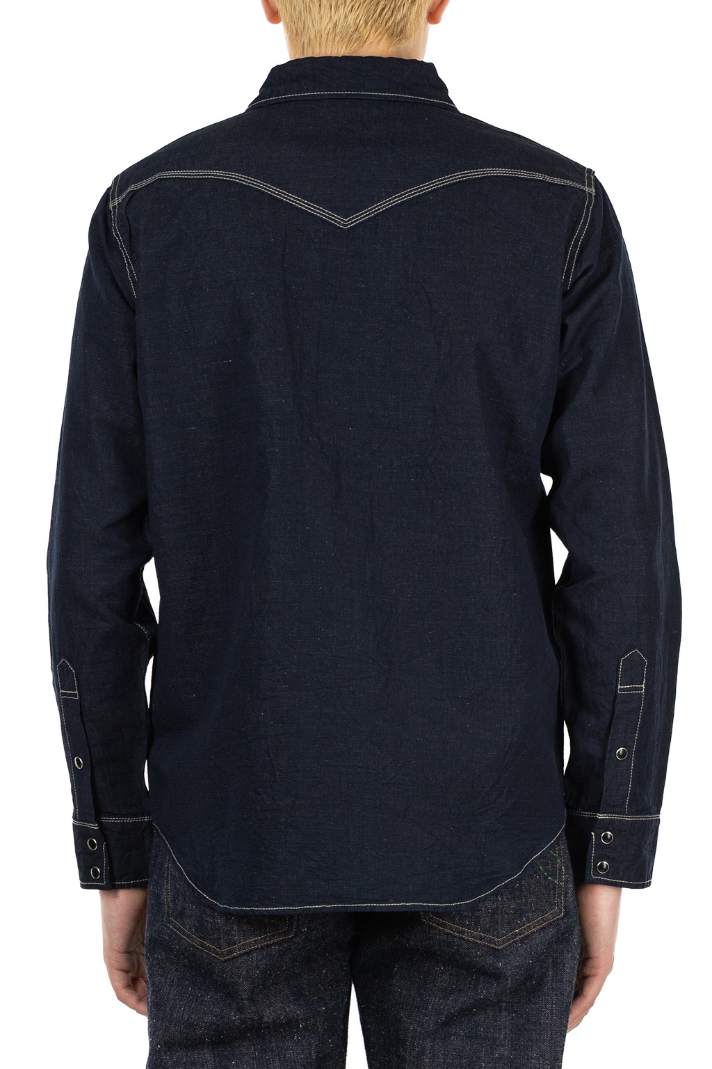 Iron Heart - 7oz Cotton Linen Chambray Western Shirt - Indigo