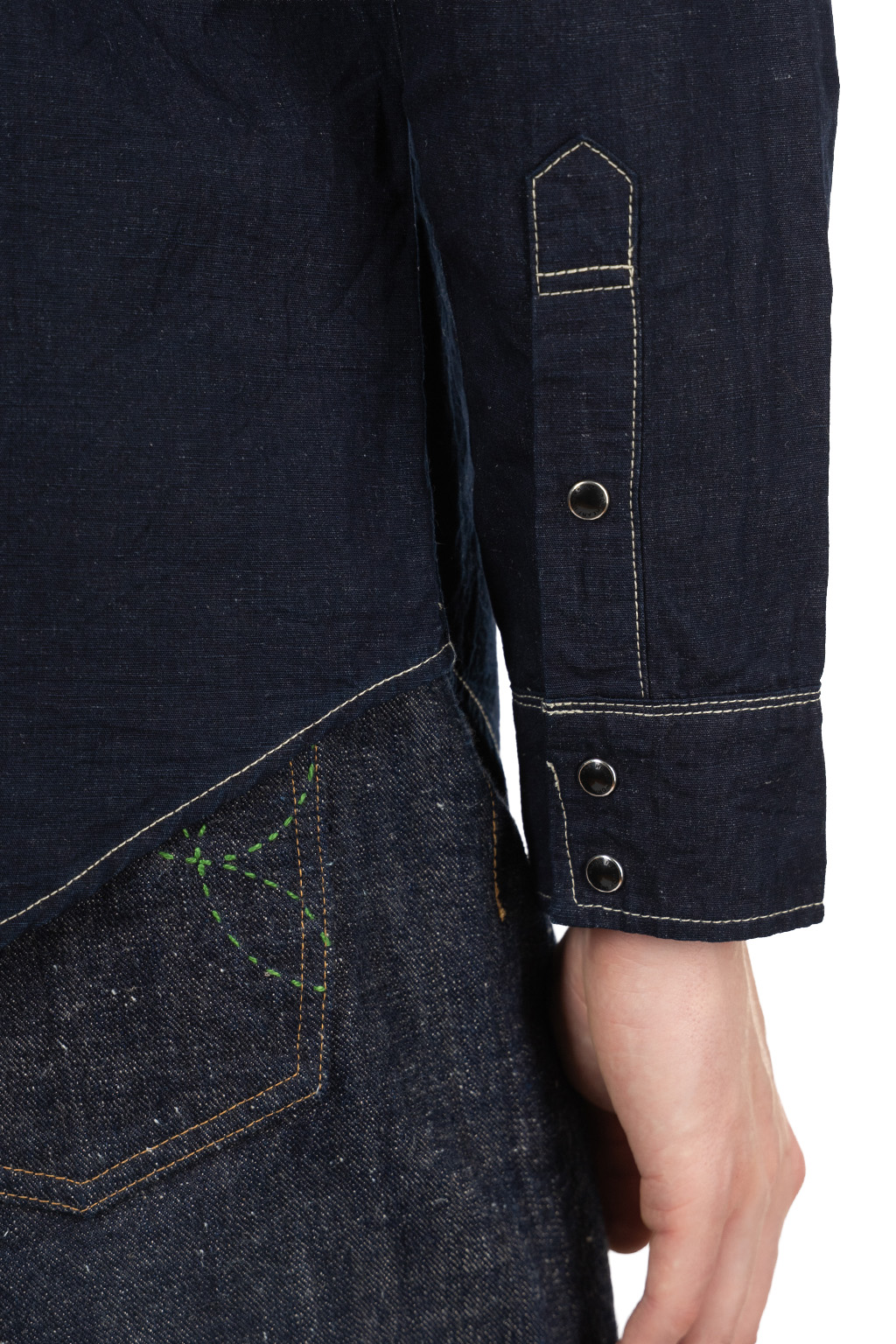Iron Heart - 7oz Cotton Linen Chambray Western Shirt - Indigo