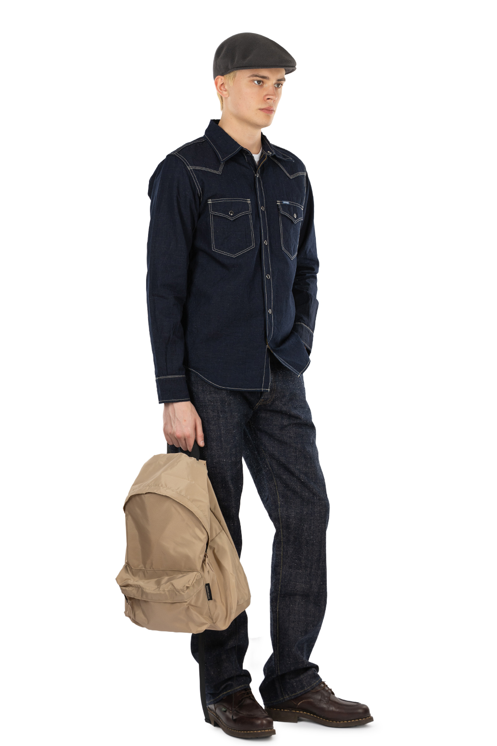 Iron Heart - 7oz Cotton Linen Chambray Western Shirt - Indigo