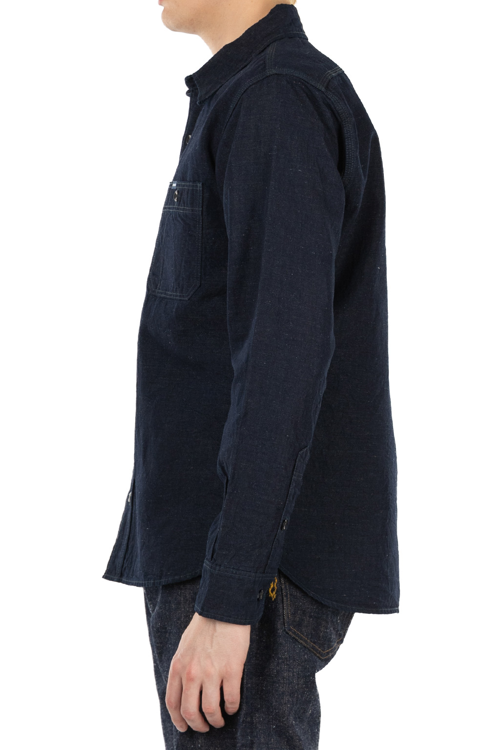 Iron Heart - 7oz Cotton Linen Chambray Work Shirt - Indigo