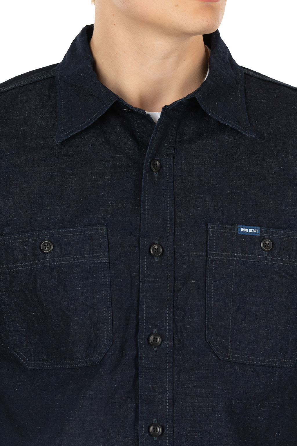 Iron Heart - 7oz Cotton Linen Chambray Work Shirt - Indigo