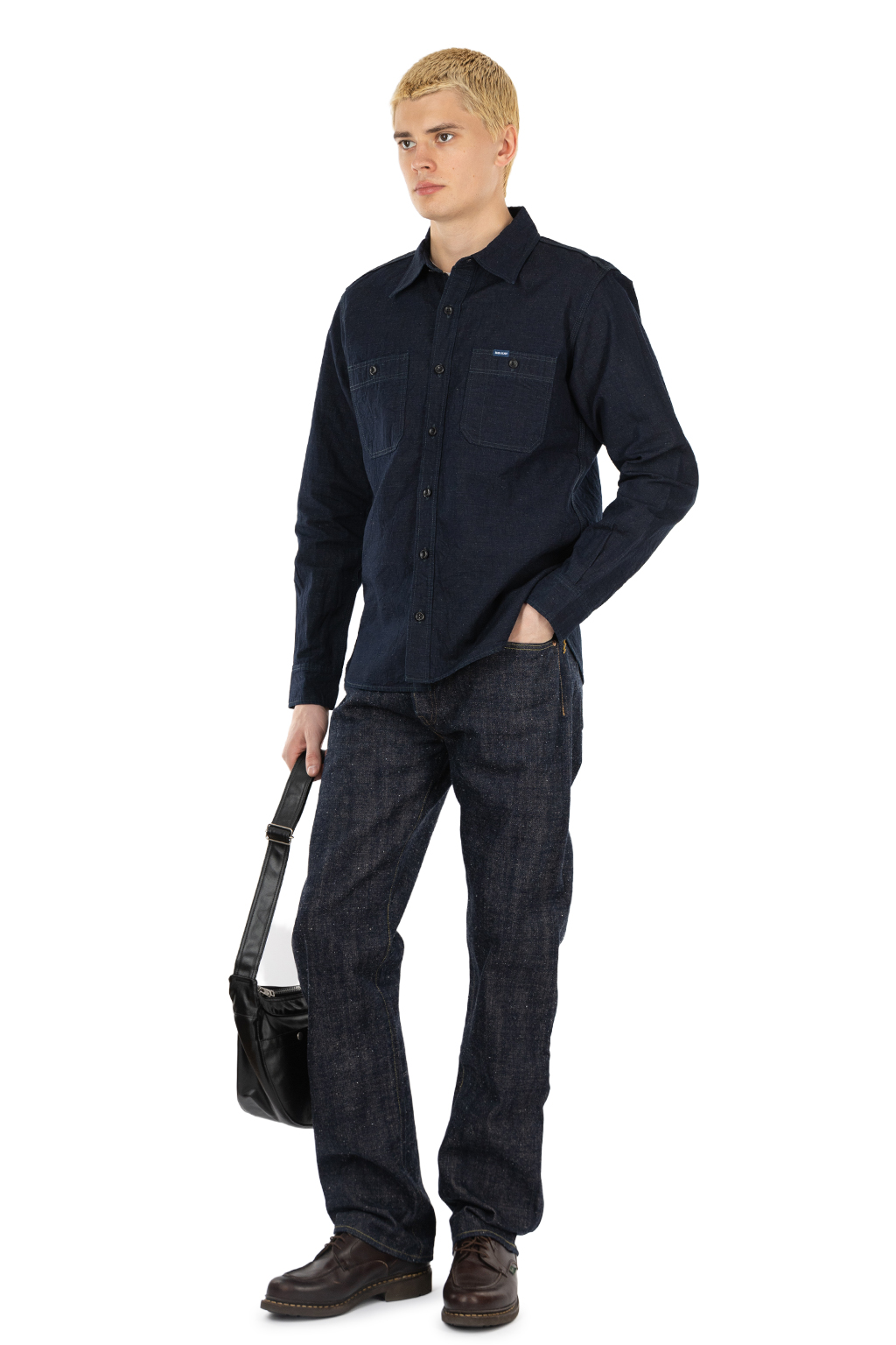 Iron Heart - 7oz Cotton Linen Chambray Work Shirt - Indigo