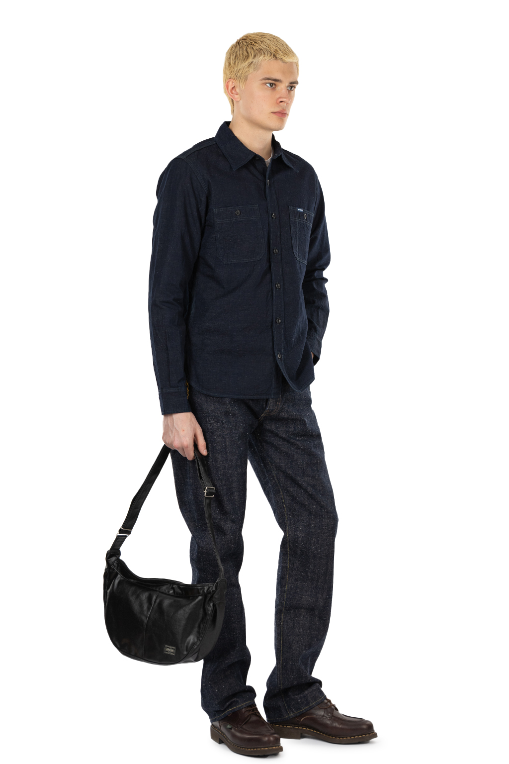Iron Heart - 7oz Cotton Linen Chambray Work Shirt - Indigo