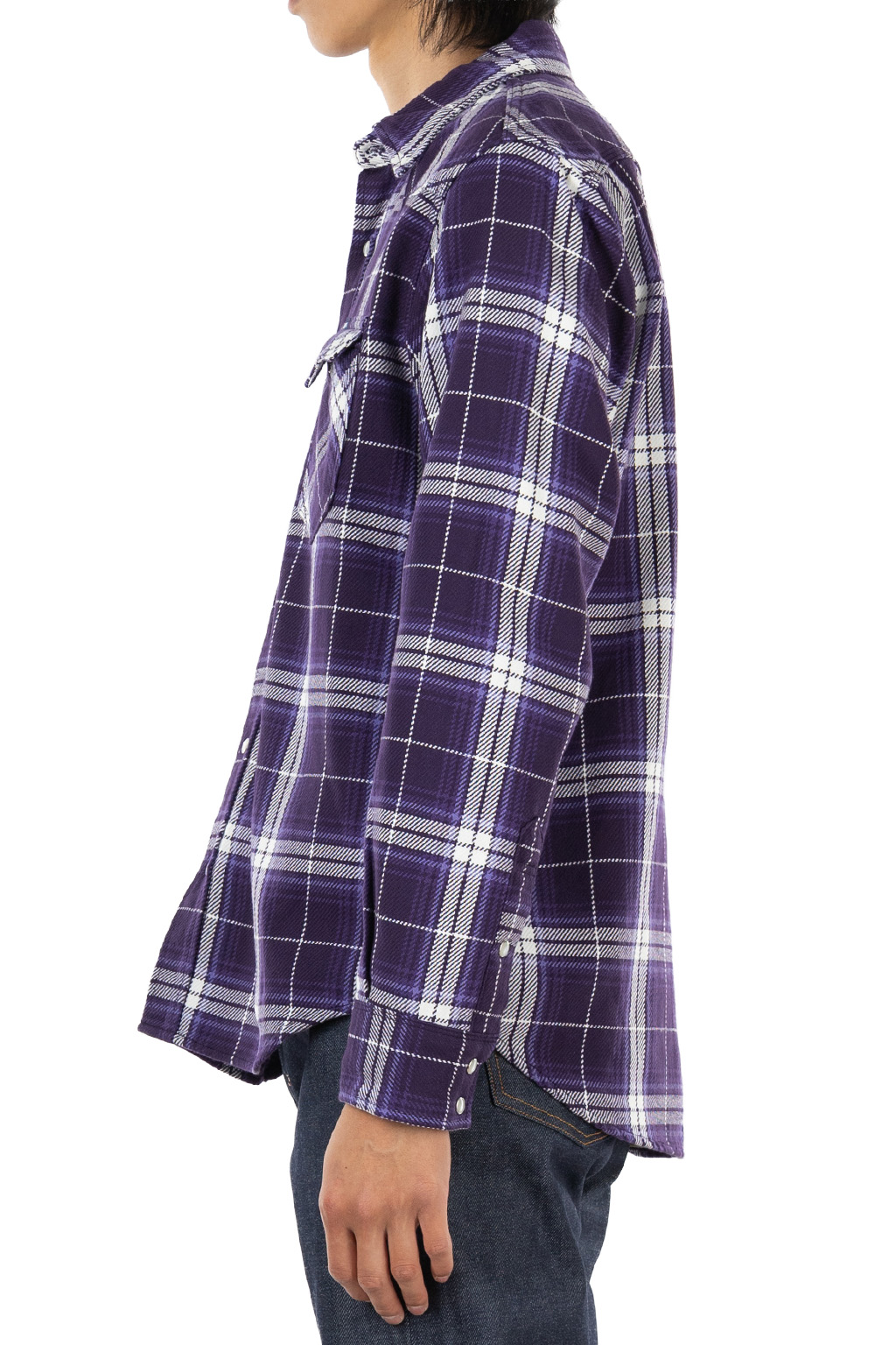 Iron Heart - 9oz Selvedge Flannel Check Western Shirt - Purple