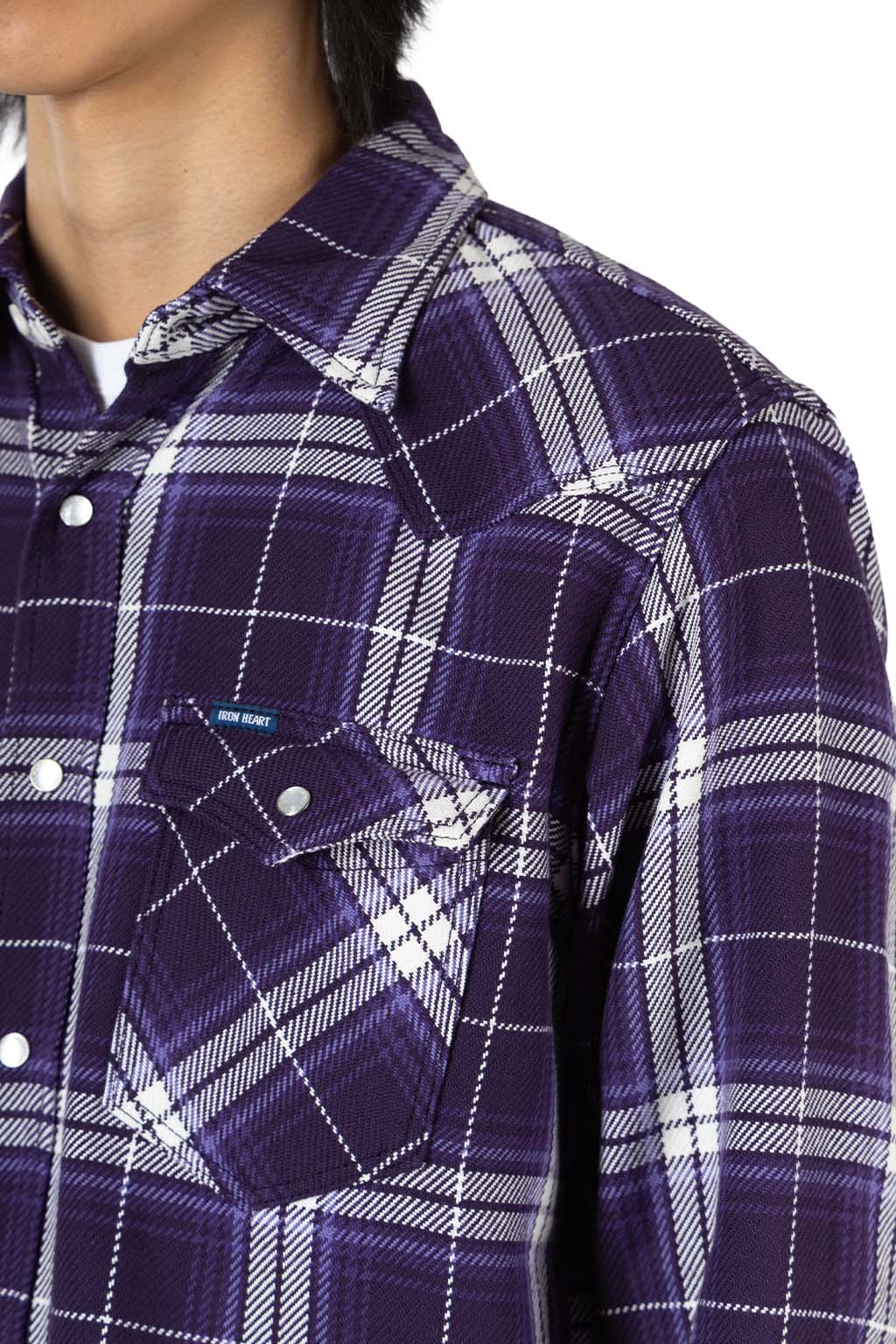 Iron Heart - 9oz Selvedge Flannel Check Western Shirt - Purple