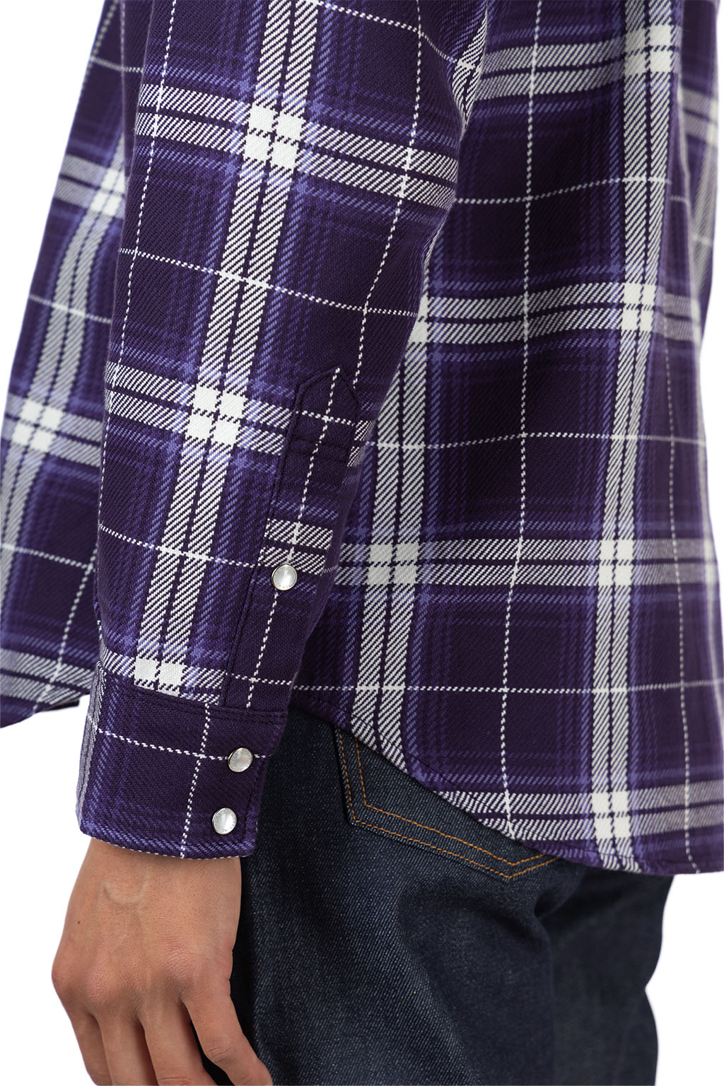 Iron Heart - 9oz Selvedge Flannel Check Western Shirt - Purple
