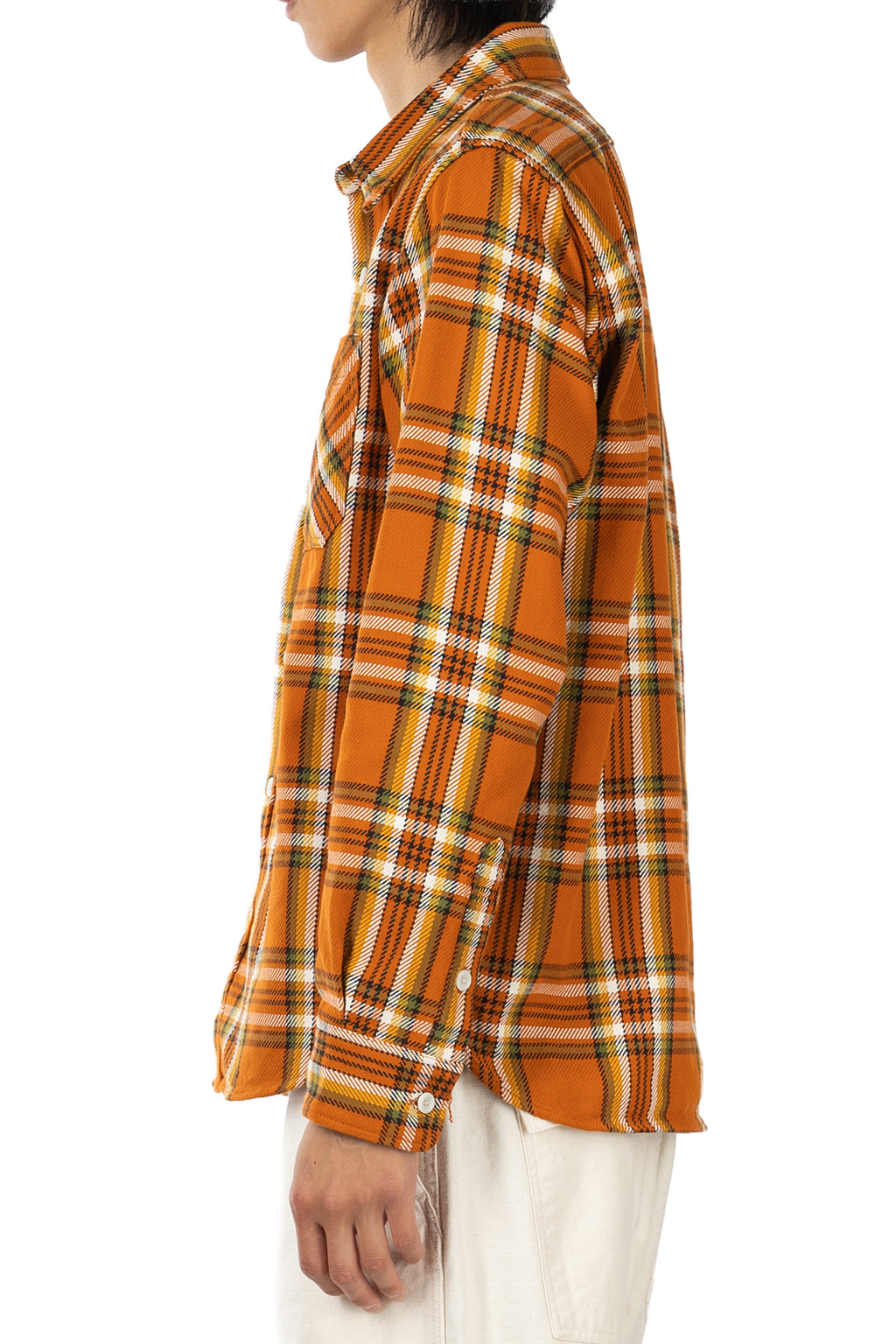 Iron Heart - 9oz Selvedge Flannel Check Work Shirt - Orange