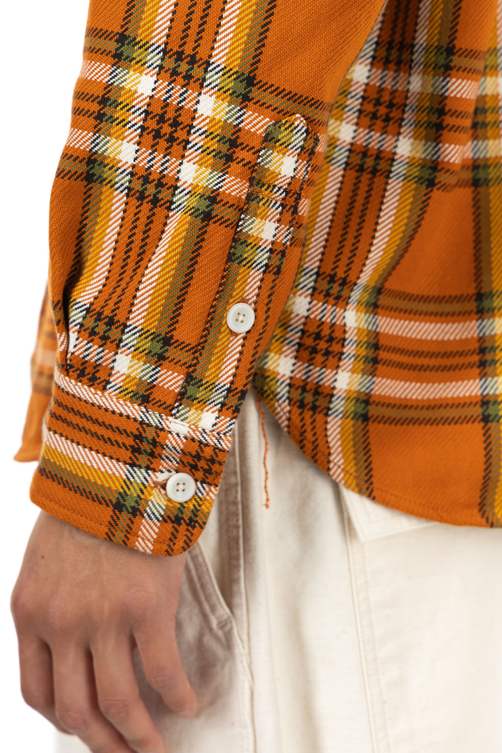 Iron Heart - 9oz Selvedge Flannel Check Work Shirt - Orange
