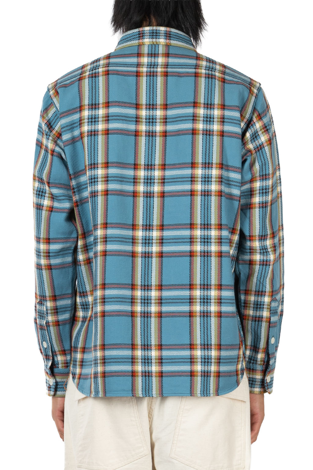 Iron Heart - 9oz Selvedge Flannel Check Work Shirt - Sax Blue