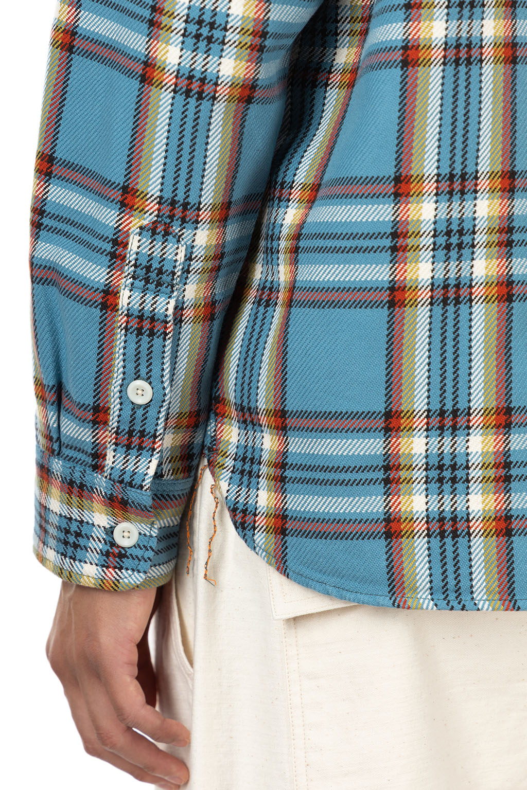 Iron Heart - 9oz Selvedge Flannel Check Work Shirt - Sax Blue