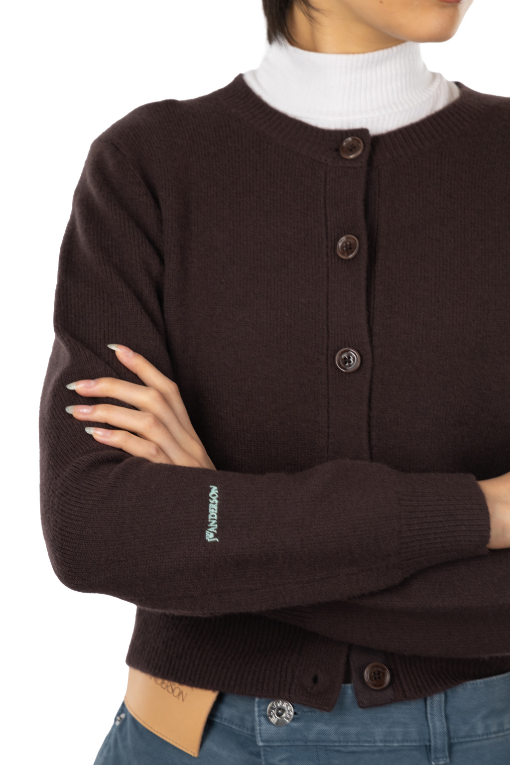 JW Anderson - Contrast Embroidery Cardigan - Chocolate Brown