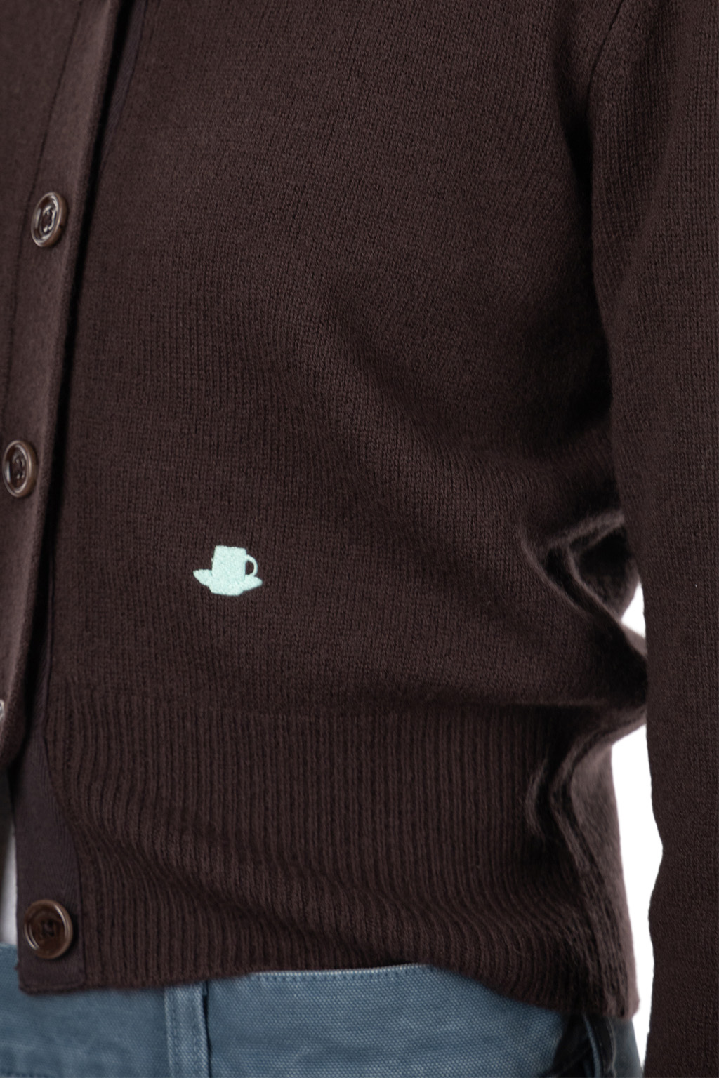JW Anderson - Contrast Embroidery Cardigan - Chocolate Brown