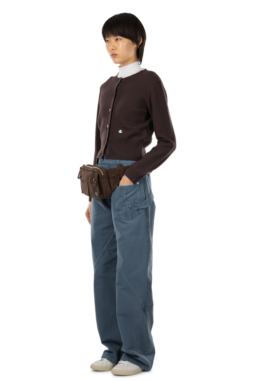 JW Anderson - Contrast Embroidery Cardigan - Chocolate Brown
